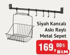 SİYAH KANCALI ASKI RAYLI METAL SEPET SİYAH KANCALI ASKI RAYLI METAL SEPET